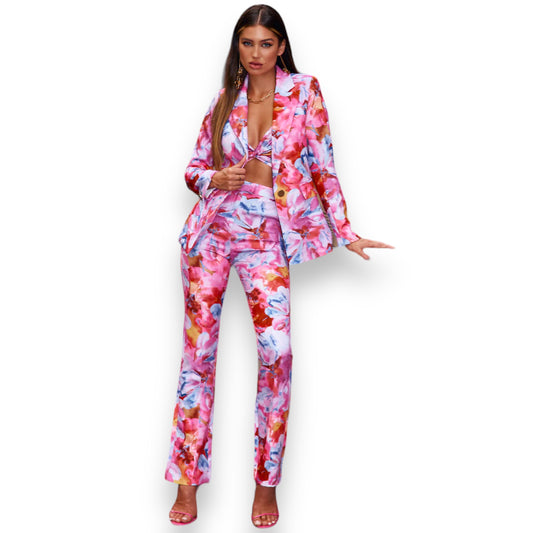 AVARA FITTED BLAZER -PINK FLORAL