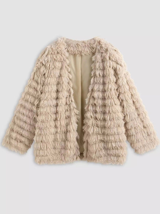 AROMA SHAGGY JACKET -BEIGE