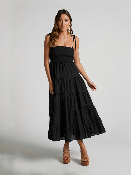 KIMOI MIDI DRESS -BLACK