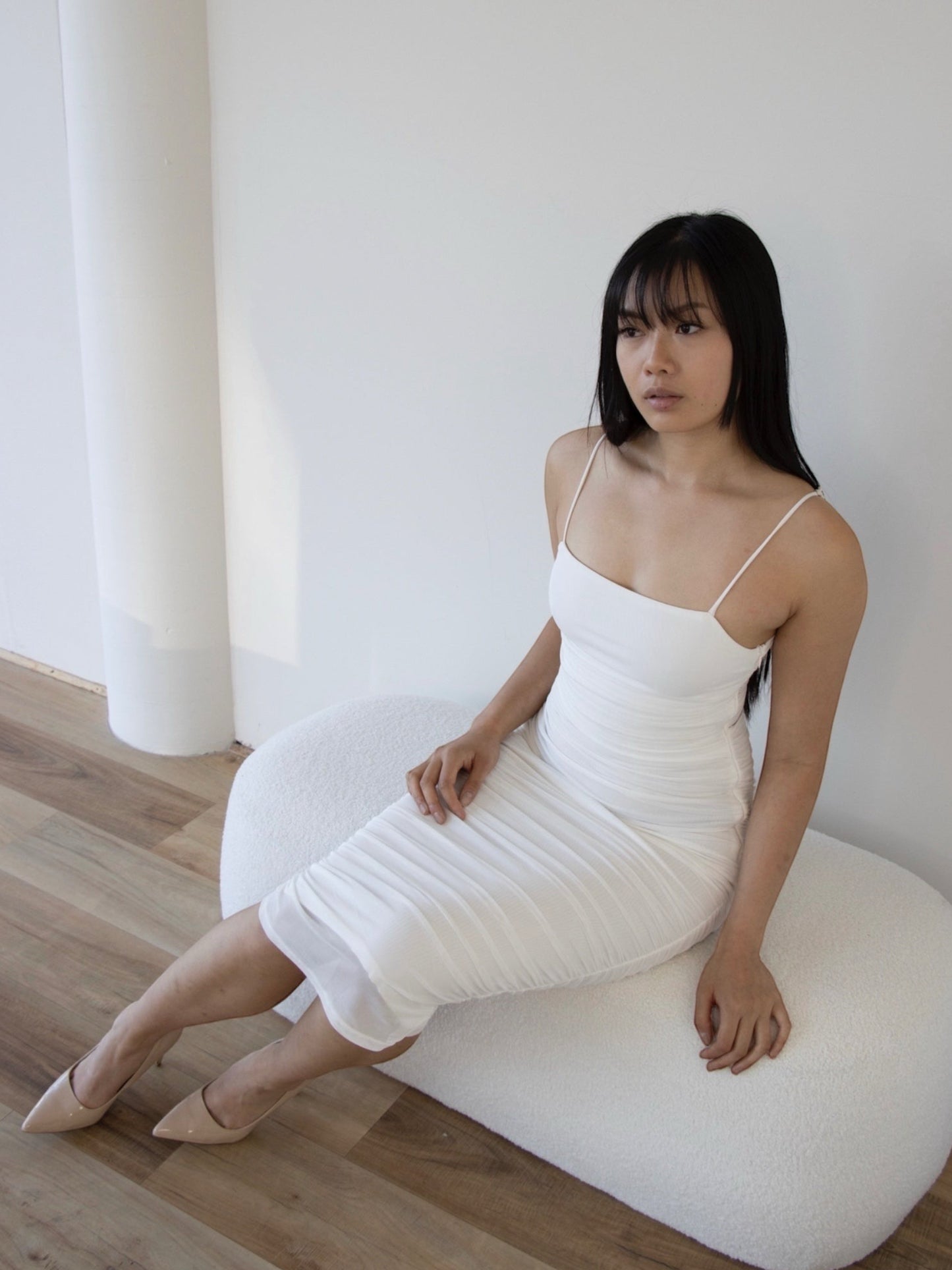 LIZZA MIDI DRESS -WHITE
