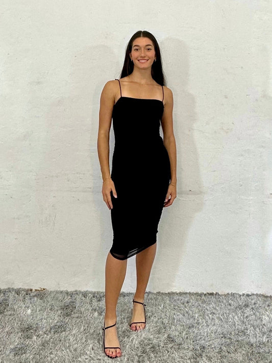 LIZZA MIDI DRESS -BLACK
