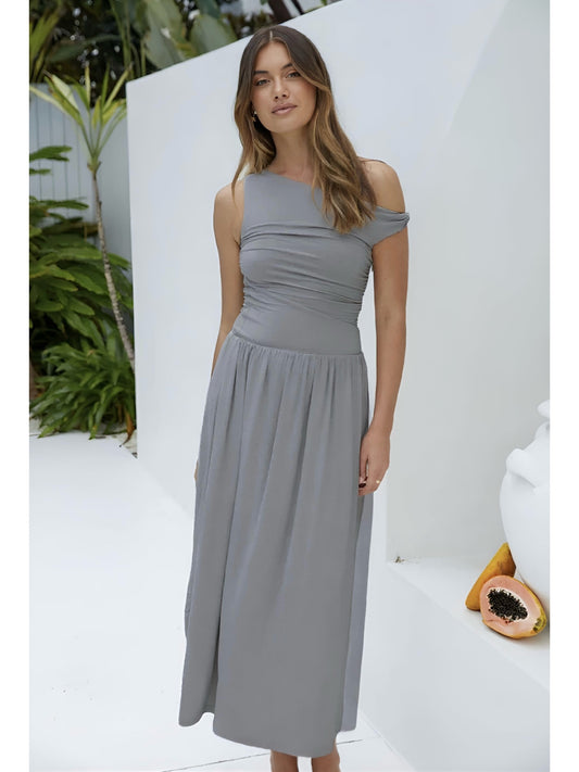 COASTAL MIDI DRESS -CHARCOAL