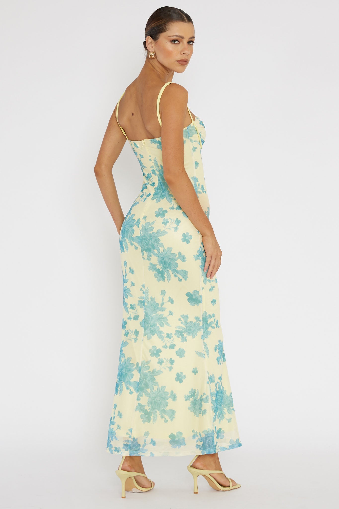 MAIA MAXI DRESS -YELLOW/BLUE FLORAL