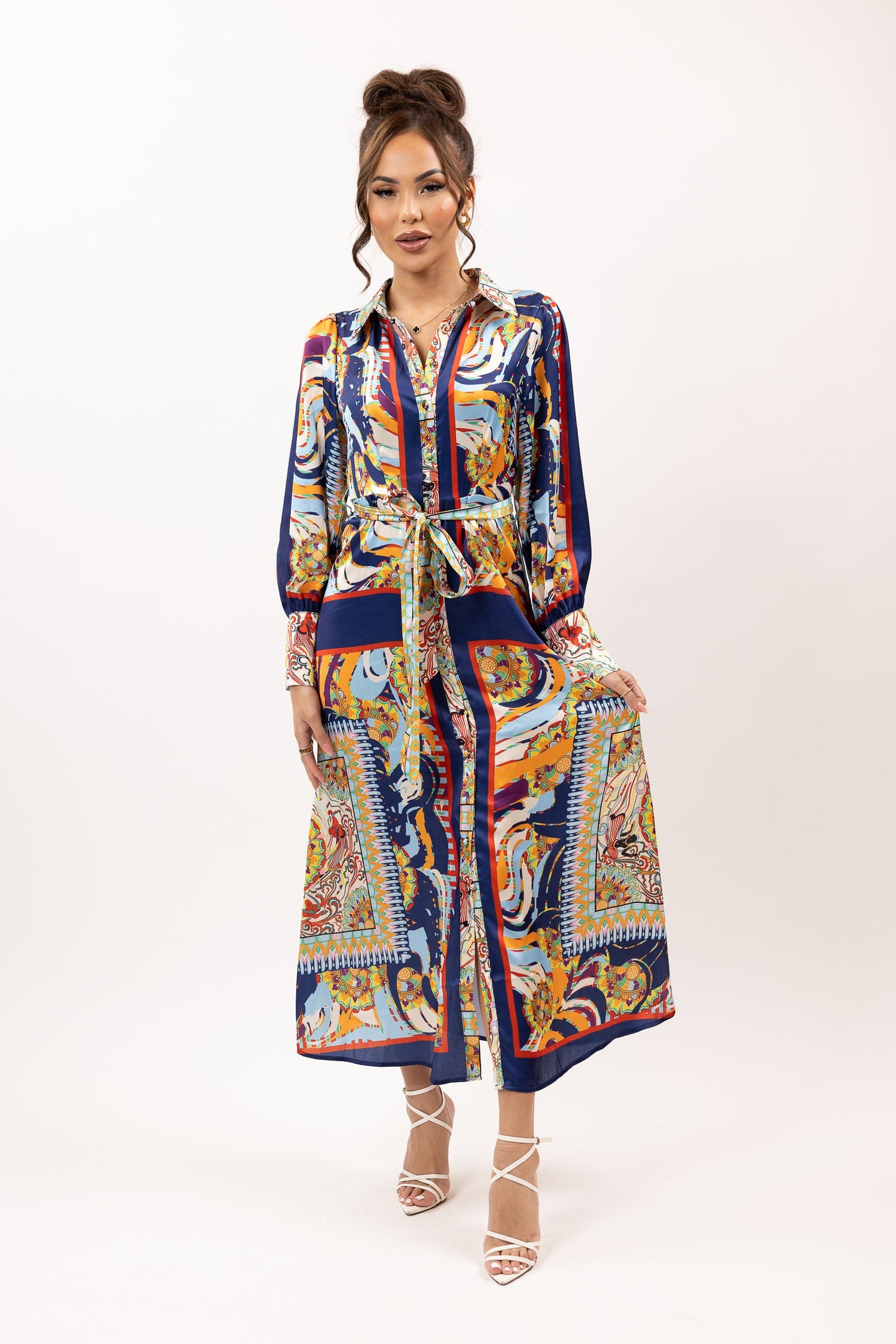 PADMA LONG SLEEVE MAXI DRESS -NAVY