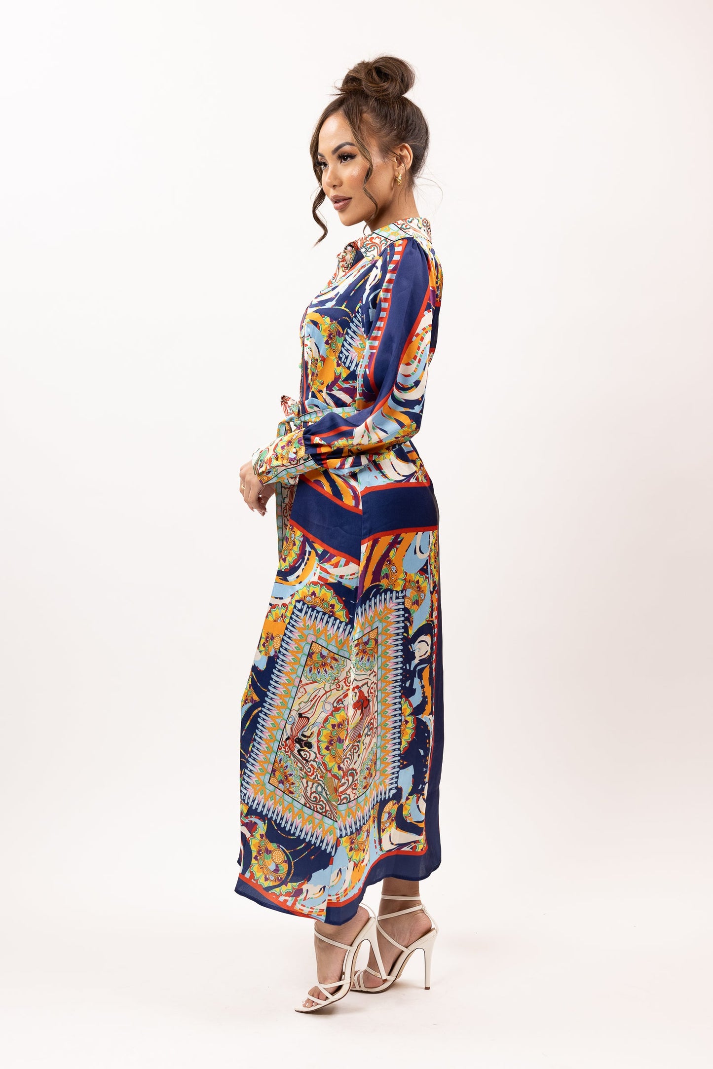 PADMA LONG SLEEVE MAXI DRESS -NAVY
