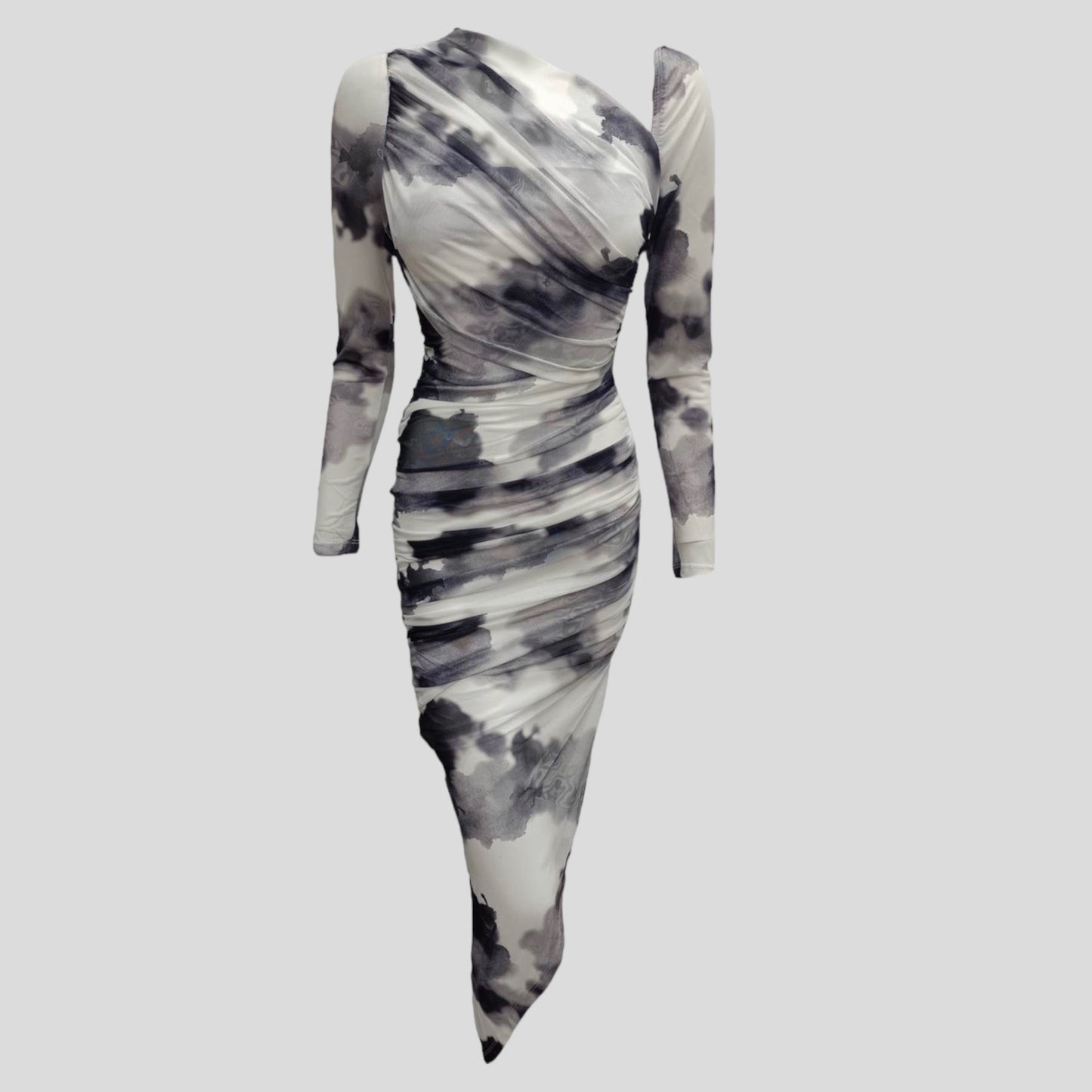 CECILA MIDI DRESS -BLACK/WHITE