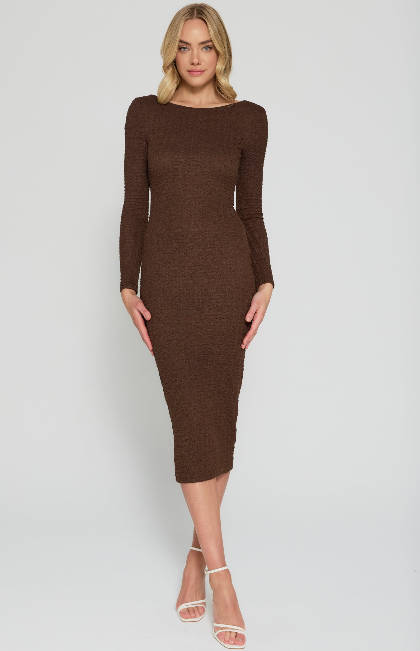 AUDREY MIDI DRESS -CHOCOLATE