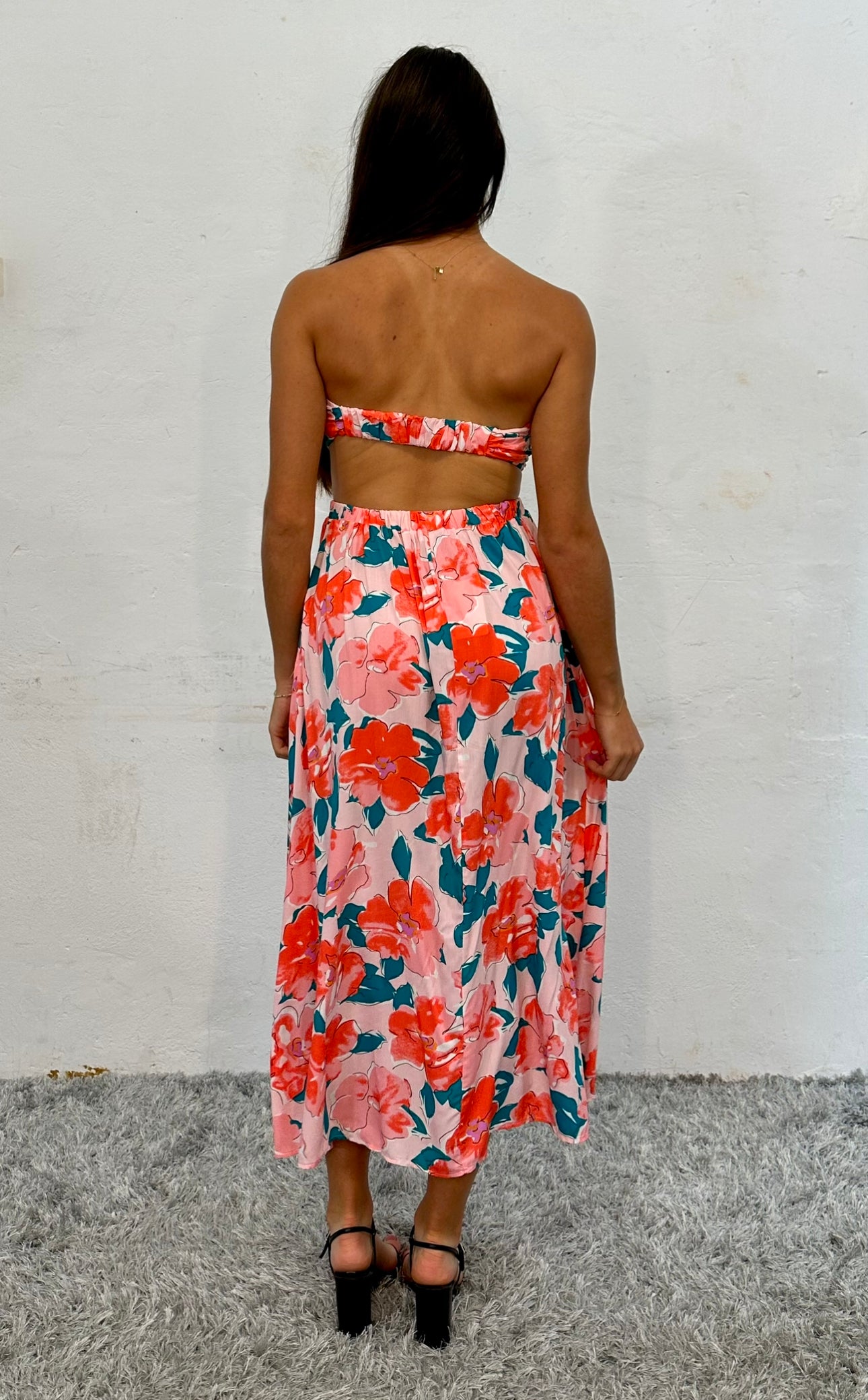EVON MIDI DRESS -PINK FLORAL