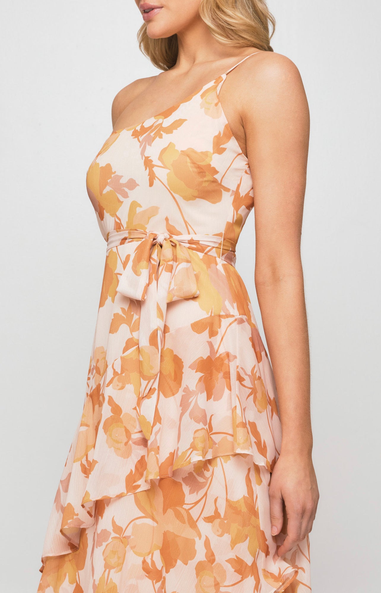 SARAH MIDI DRESS -ORANGE FLORAL