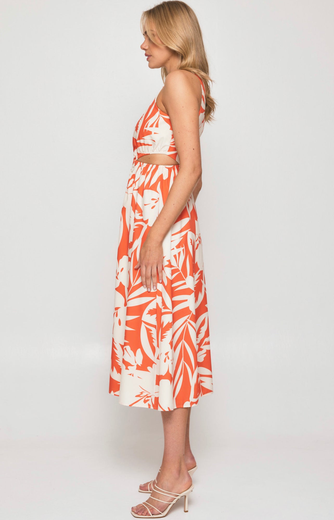 LISA MIDI DRESS -ORANGE TROPICAL