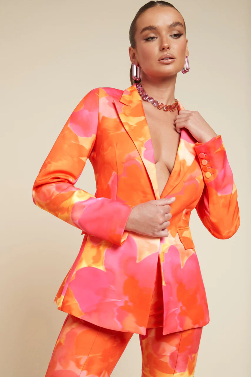 MOSSI BLAZER & PANT SET -ORANGE FLORAL