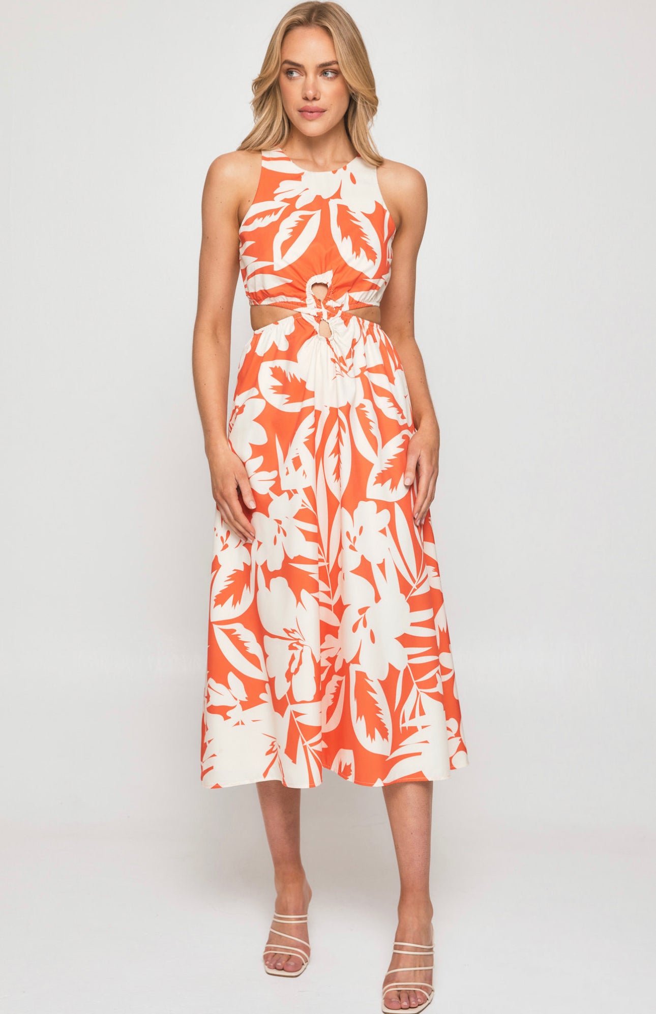 LISA MIDI DRESS -ORANGE TROPICAL