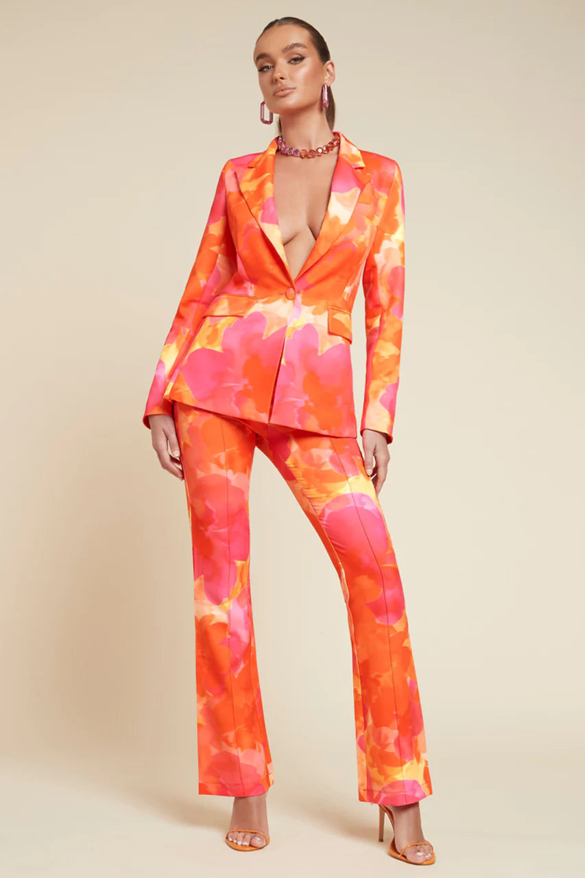 MOSSI BLAZER & PANT SET -ORANGE FLORAL