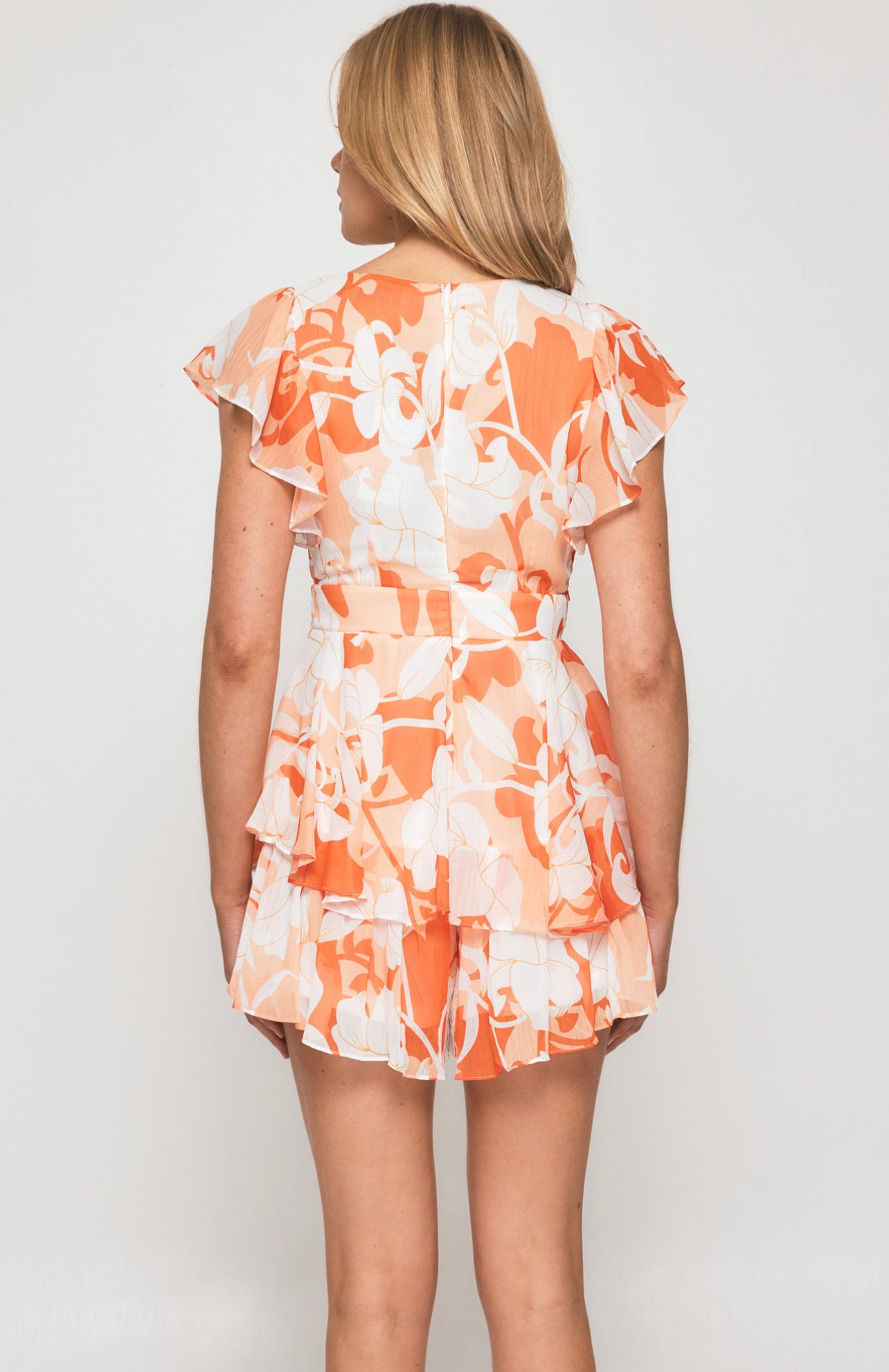 ALICE PLAYSUIT -ORANGE FLORAL