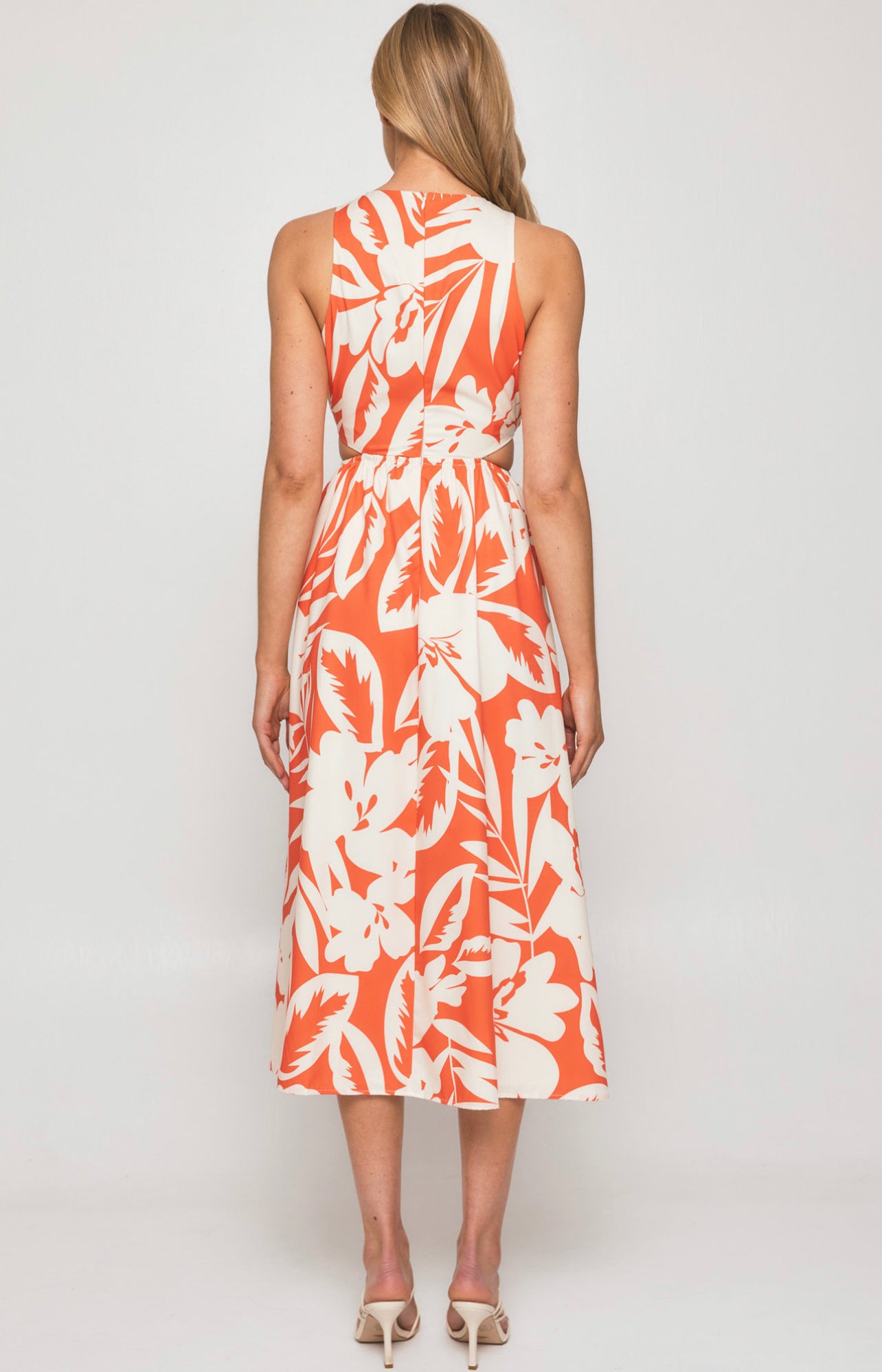 LISA MIDI DRESS -ORANGE TROPICAL